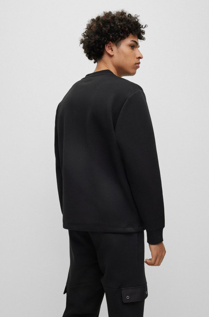 HUGO sweater DHALULI-78% katoen, 17% polyester, 5% elasthaan-HEREN TRUIEN & VESTEN-Zwart