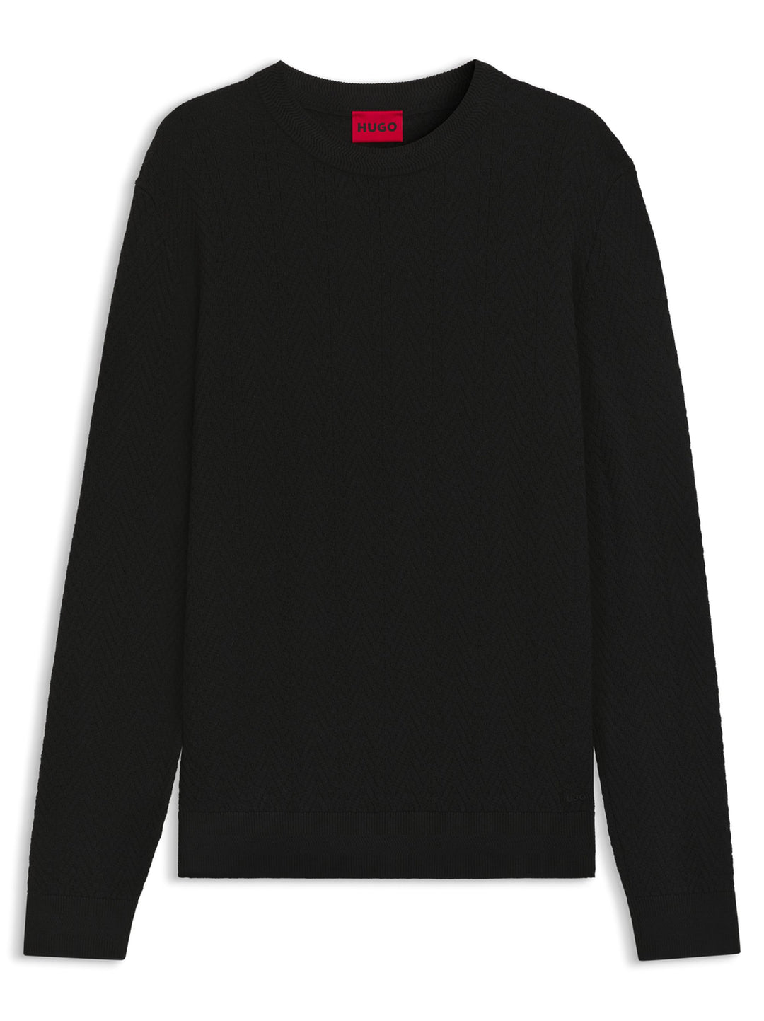 HUGO Teflar Trui Ronde Hals – Zwart-100% katoen-HEREN TRUIEN & VESTEN-Zwart