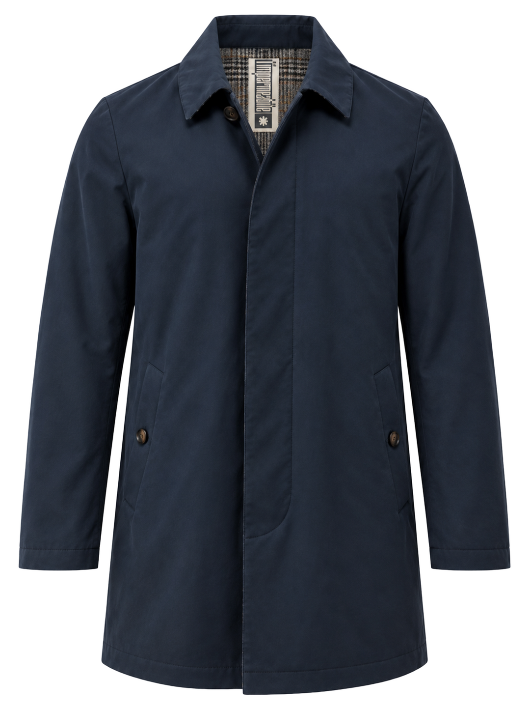 I’impermeabile Brando Car Coat – Blauw-45% katoen, 39% polyester, 16% nylon<br />Voering: 100% wol-HEREN JASSEN & JACKS-B