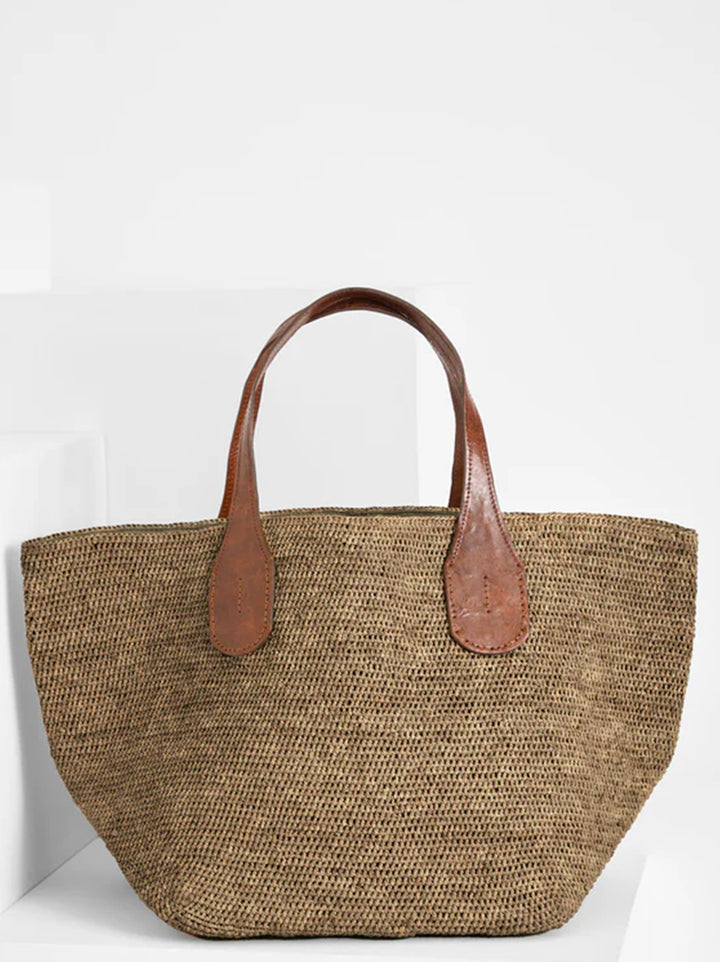 IBELIV Raffia Tokyo II Tas – Bruin-DAMES ACCESSOIRES-Bruin