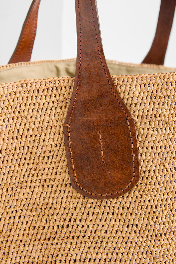 IBELIV Raffia Tokyo II Tas – Bruin-DAMES ACCESSOIRES-Bruin