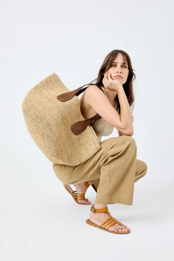 IBELIV Raffia Tokyo II Tas – Bruin-DAMES ACCESSOIRES-Bruin