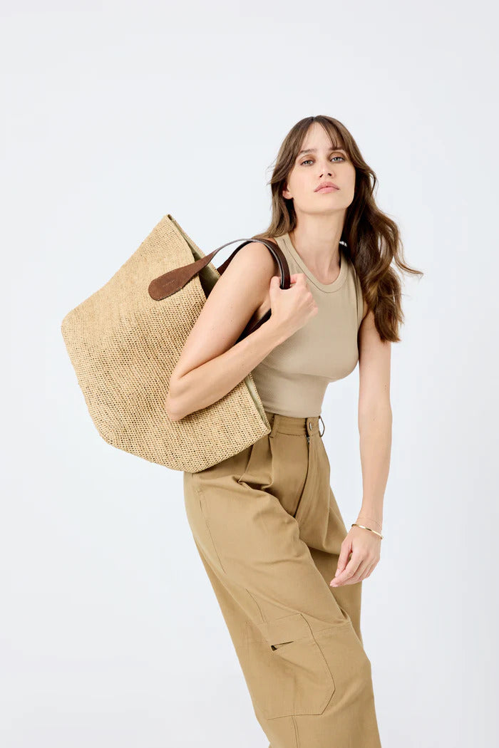 IBELIV Raffia Tokyo II Tas – Bruin-DAMES ACCESSOIRES-Bruin