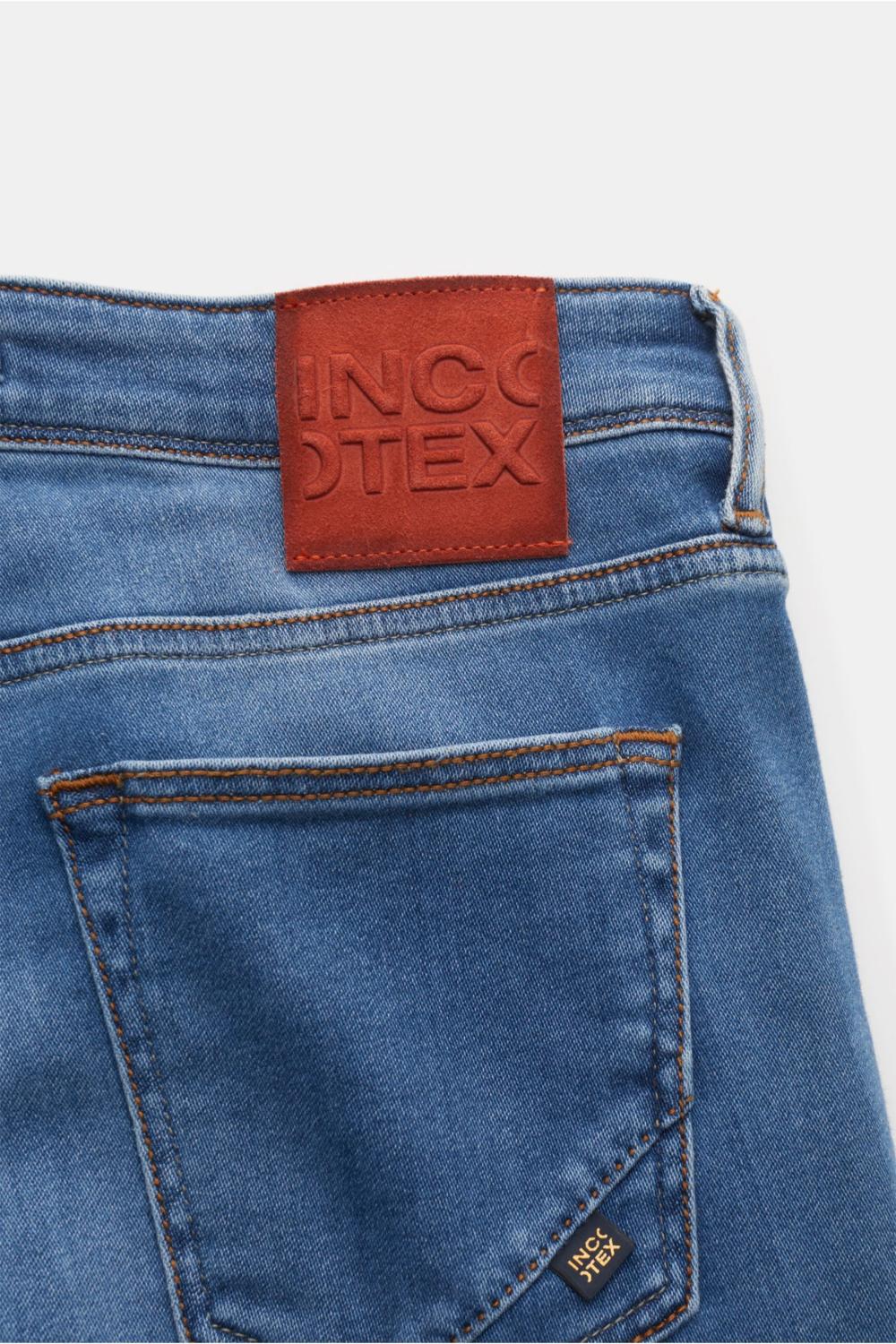 Incotex blue division slim fit-HEREN BROEKEN-Blauw