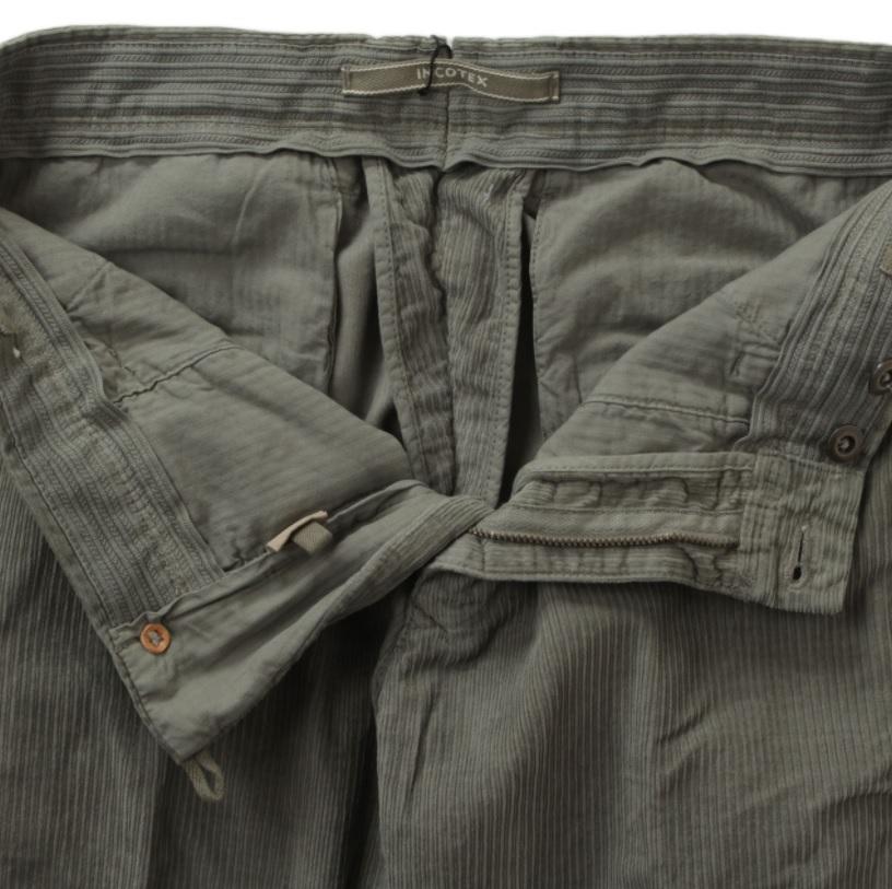 Incotex chino-97% katoen, 3% elasthaan-HEREN BROEKEN-Groen