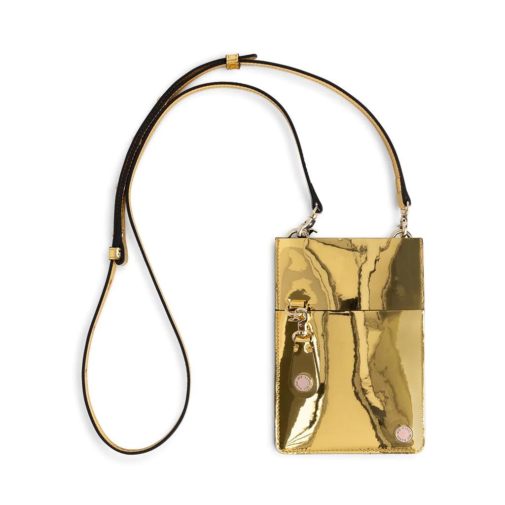 IRIS MAREE tas MERRY POUCH-Nappa metallic vegan leer met gerecyclede katoenen voering-DAMES ACCESSOIRES-Goud