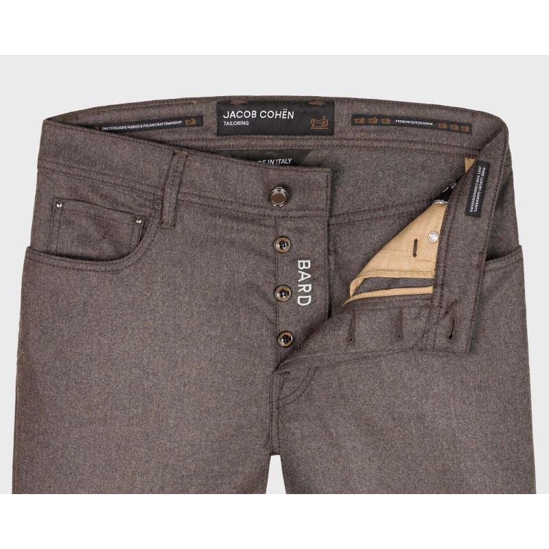 Jacob Cöhen 5-pocket BARD-99% wol, 1% elasthaan-HEREN BROEKEN-Bruin