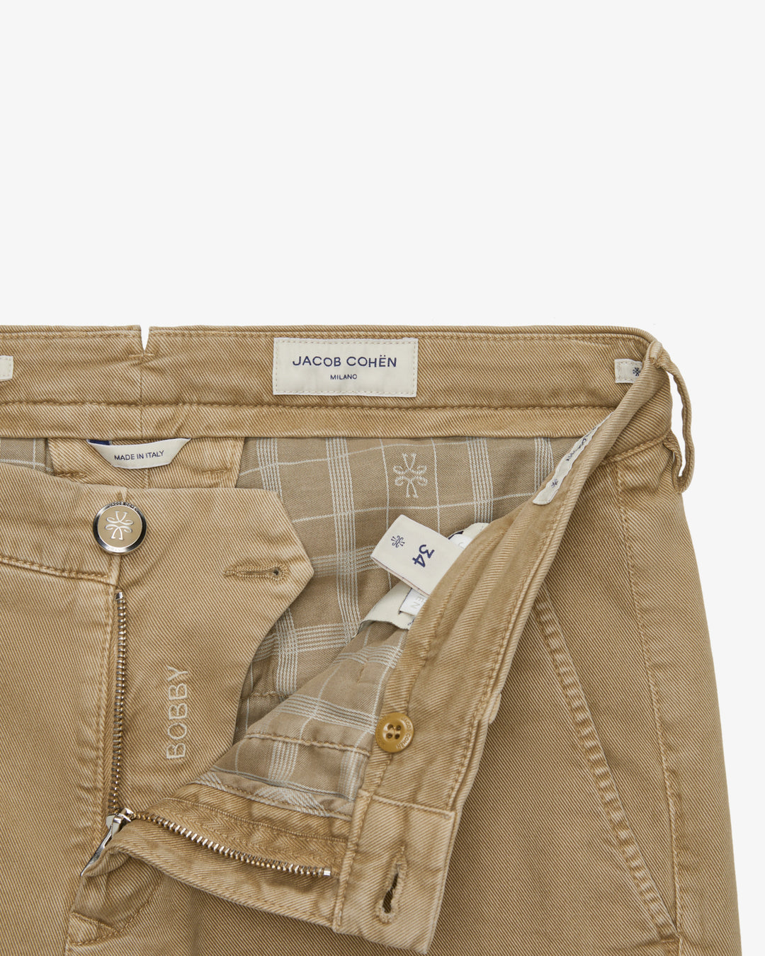 Jacob Cohën Bobby Chino – Beige-98% katoen, 2% elasthaan-HEREN BROEKEN-Beige