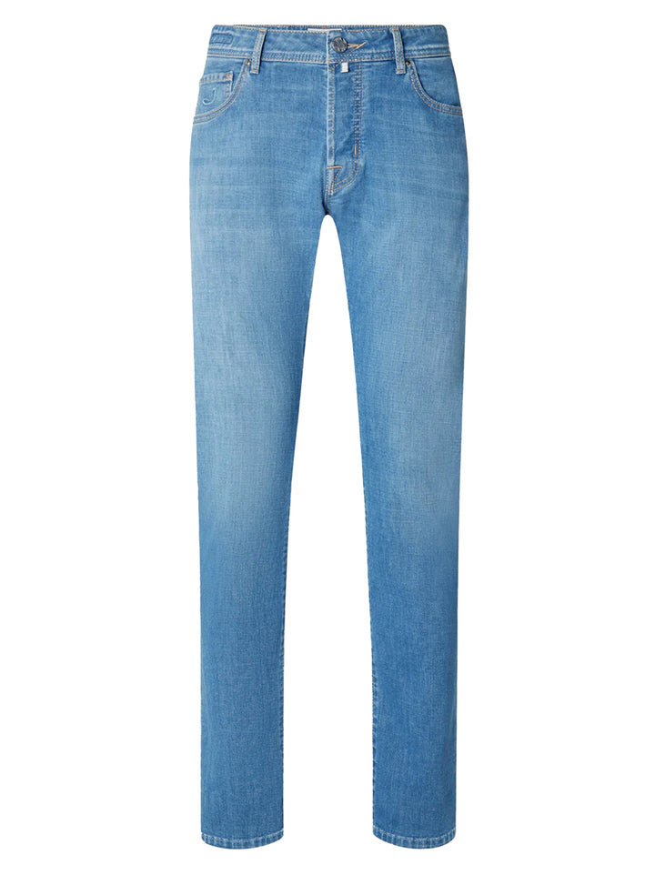 Jacob Cohën Nick slim fit 5 pocket – Blauw-92% katoen, 6% elastisch polyamide, 2% elastaan-HEREN BROEKEN-Blauw