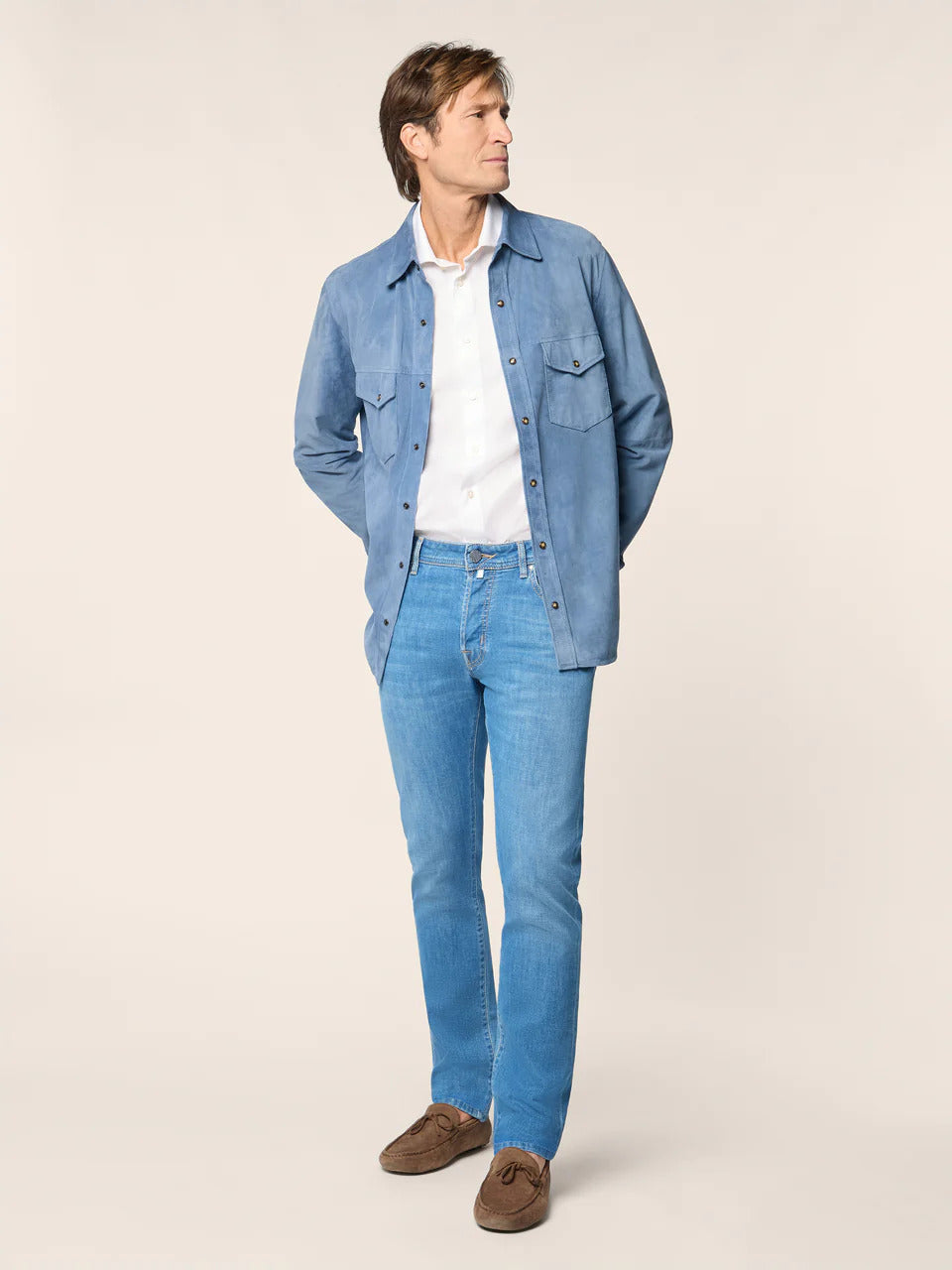 Jacob Cohën Nick slim fit 5 pocket – Blauw-92% katoen, 6% elastisch polyamide, 2% elastaan-HEREN BROEKEN-Blauw