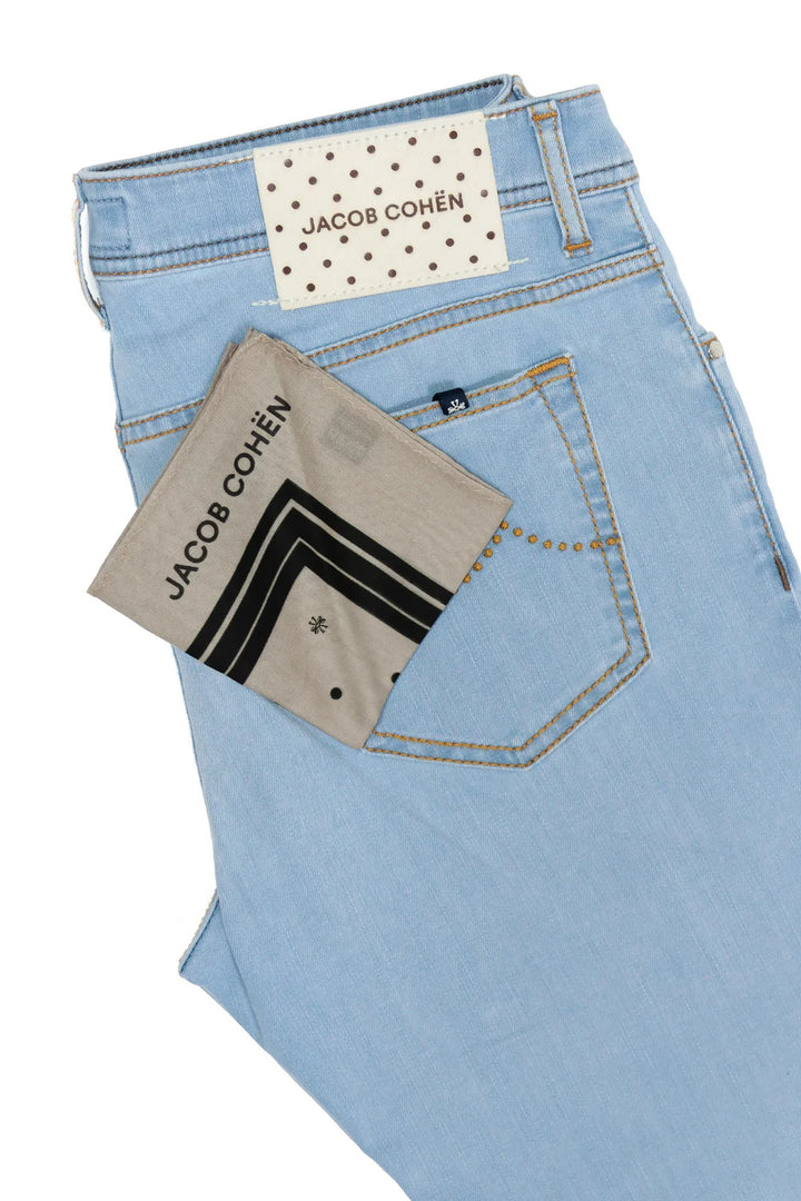 Jacob Cohën Nick Slim Jeans – Blauw-66% katoen, 20% polyester, 12% lyocell, 2% elastaan-HEREN BROEKEN-Blauw