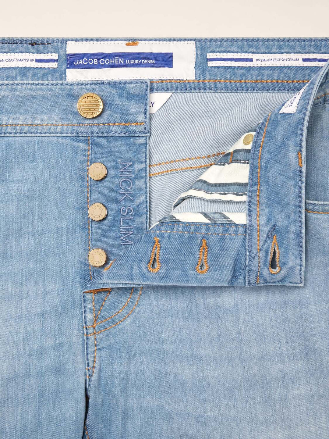 Jacob Cohën Nick Super Slim-Fit Jeans – Lichtblauw-90% Katoen<br />8%Polyester<br />2%Elastaan<br />-HEREN BROEKEN-Blauw