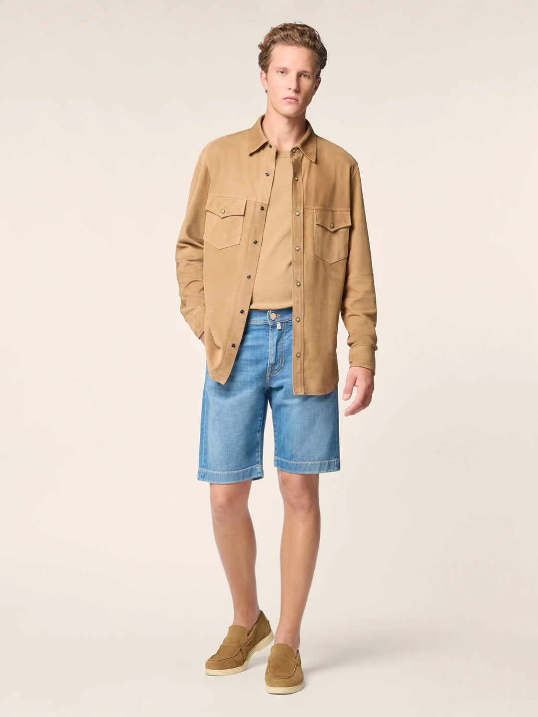 Jacob Cohën Nicolas Korte broek – Blauw-92% katoen, 6% elastisch polyamide, 2% elastaan-HEREN BROEKEN-Blauw