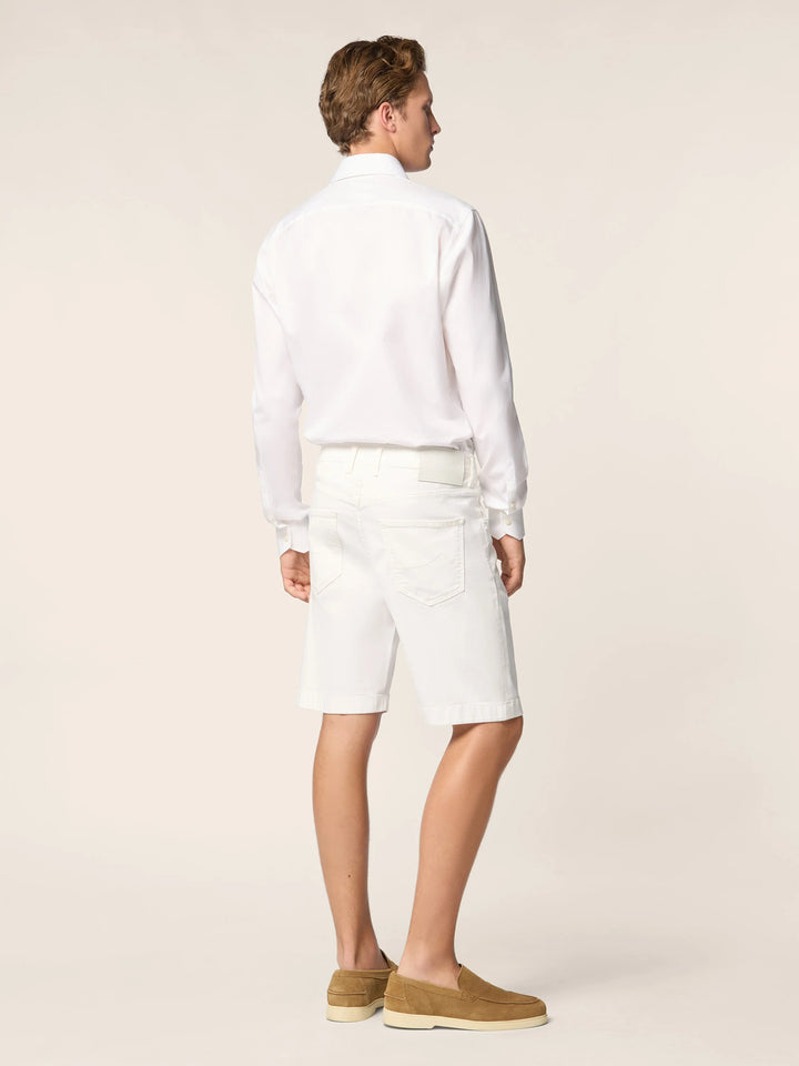 Jacob Cohën Nicolas Korte broek – Wit-93% katoen, 5% elastisch polyamide, 2% elastaan-HEREN BROEKEN-Room