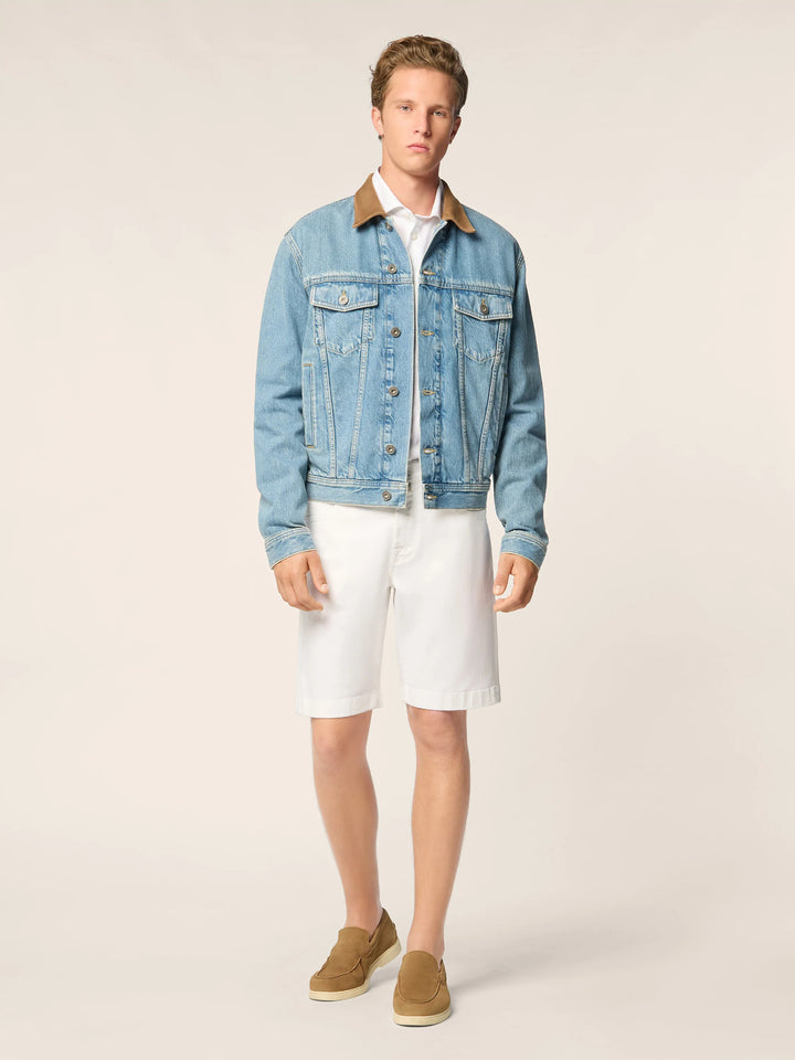 Jacob Cohën Nicolas Korte broek – Wit-93% katoen, 5% elastisch polyamide, 2% elastaan-HEREN BROEKEN-Room