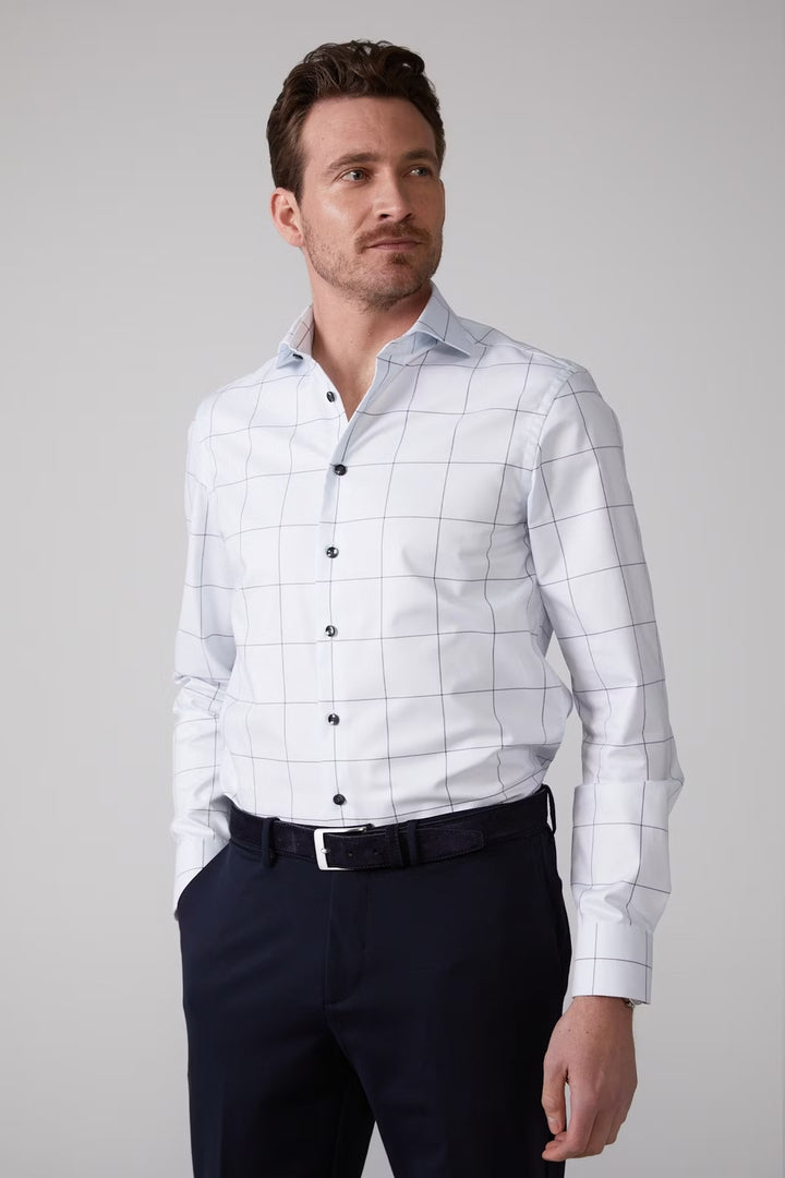 John Miller Business Shirt Blauw-100% katoen-HEREN SHIRTS-Blauw