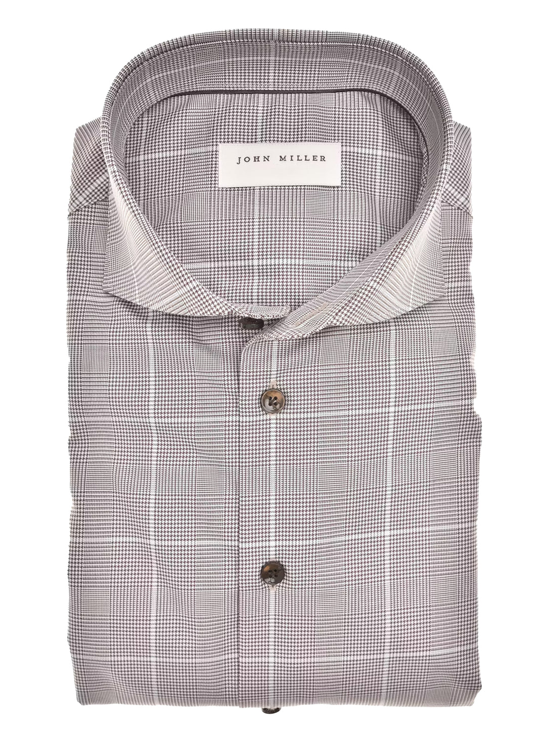 John Miller Business Shirt Bruin-100% katoen-HEREN SHIRTS-Bruin