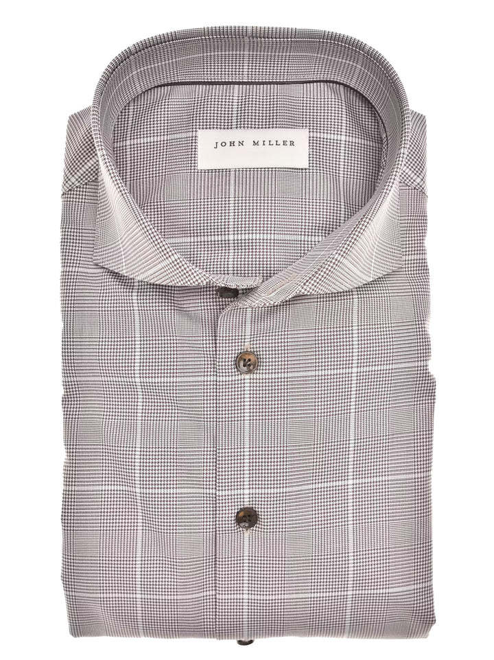 John Miller Business Shirt Bruin-100% katoen-HEREN SHIRTS-Bruin