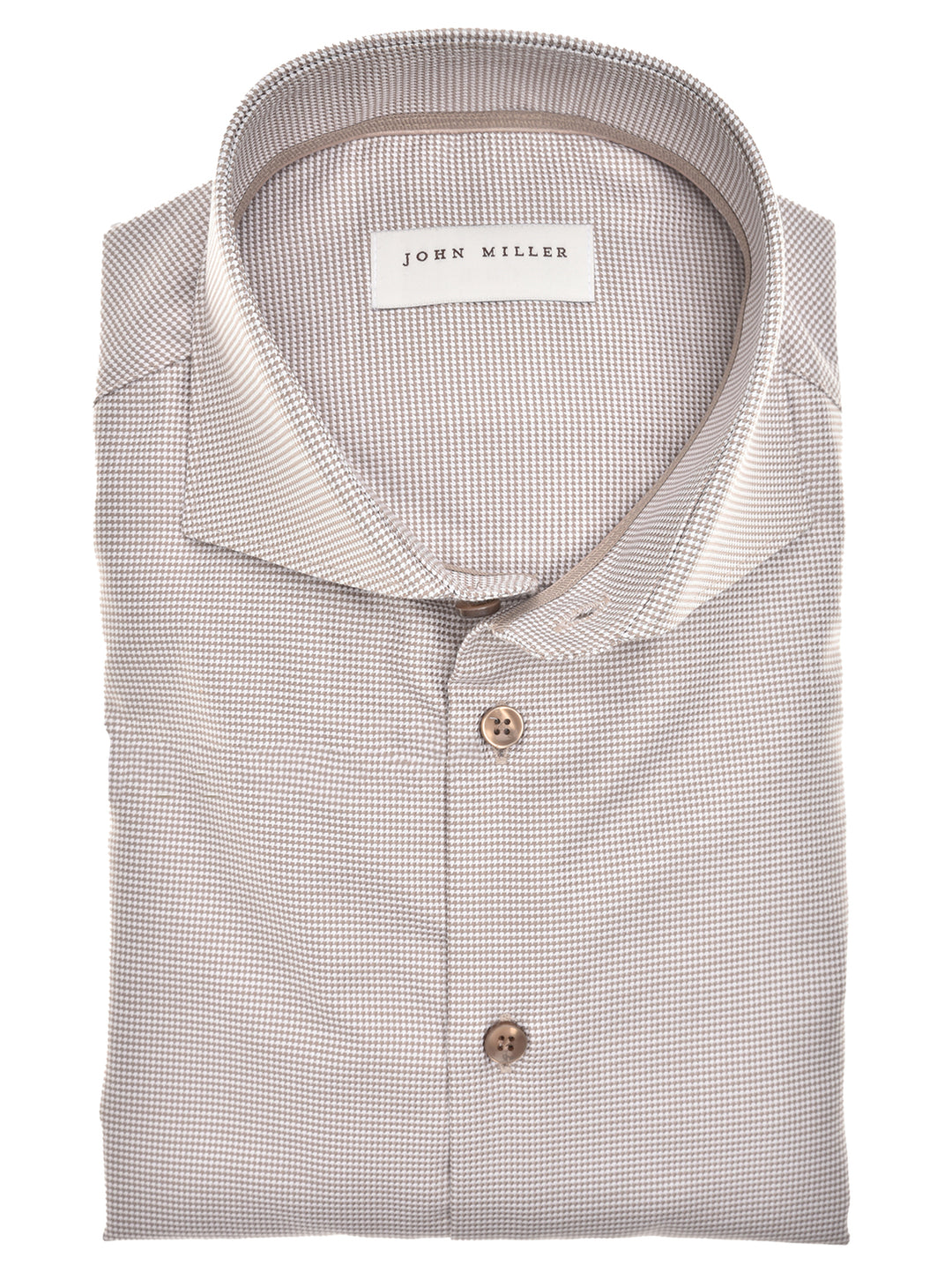 John Miller Business Shirt Extra Lange Mouw -100% katoen-HEREN SHIRTS-Bruin