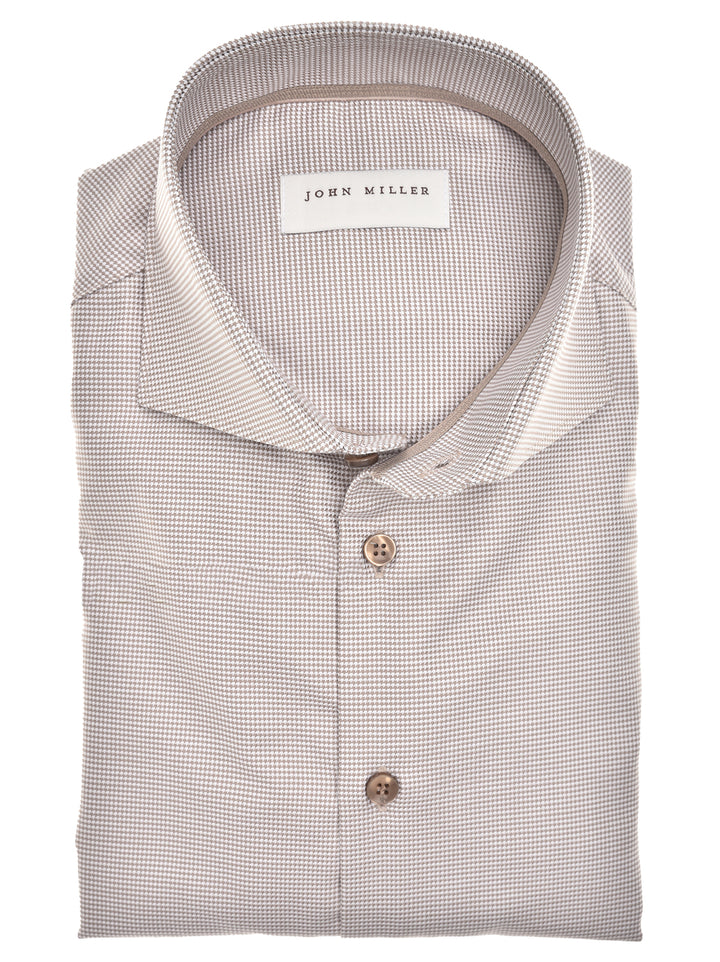 John Miller Business Shirt Extra Lange Mouw -100% katoen-HEREN SHIRTS-Bruin