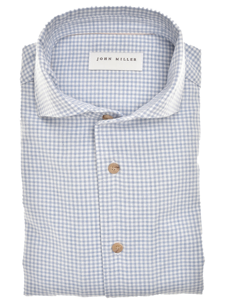 John Miller Casual Shirt slim fit – Blauw-100% katoen-HEREN SHIRTS-Blauw