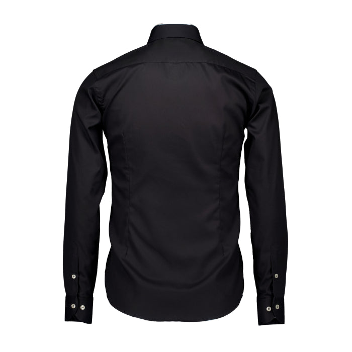 John Miller Extra Lange Mouw - Slim Fit-100% katoen-HEREN SHIRTS-Zwart