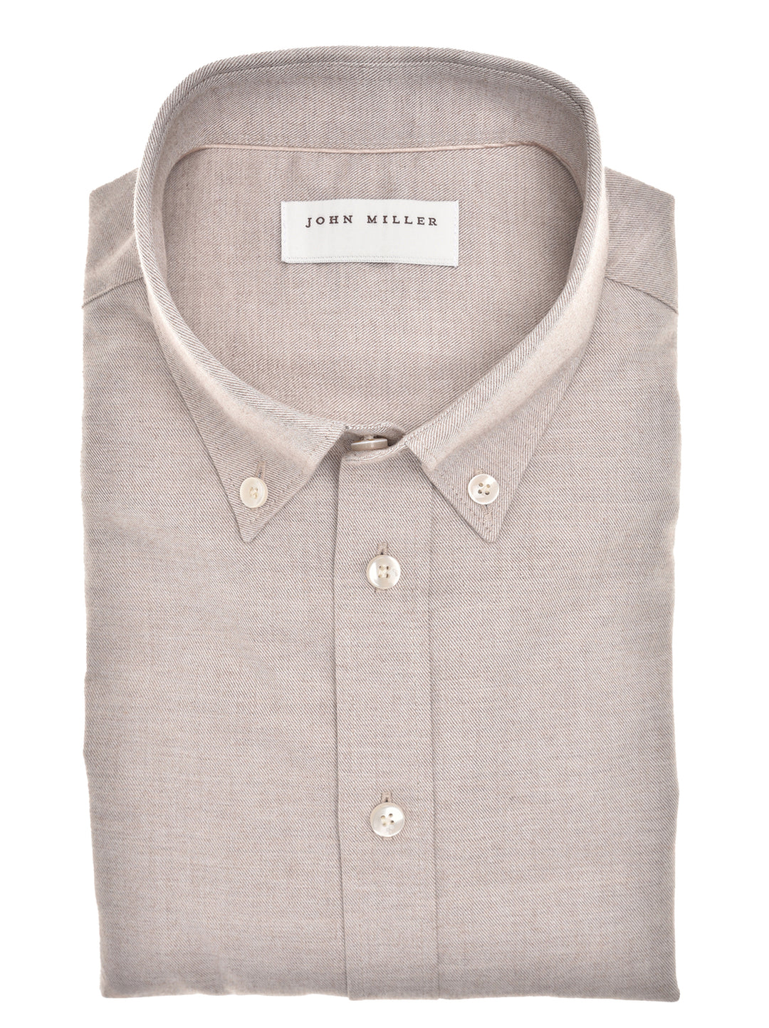 John Miller Flannel Organic Cotton Shirt-100% katoen-HEREN SHIRTS-Bruin