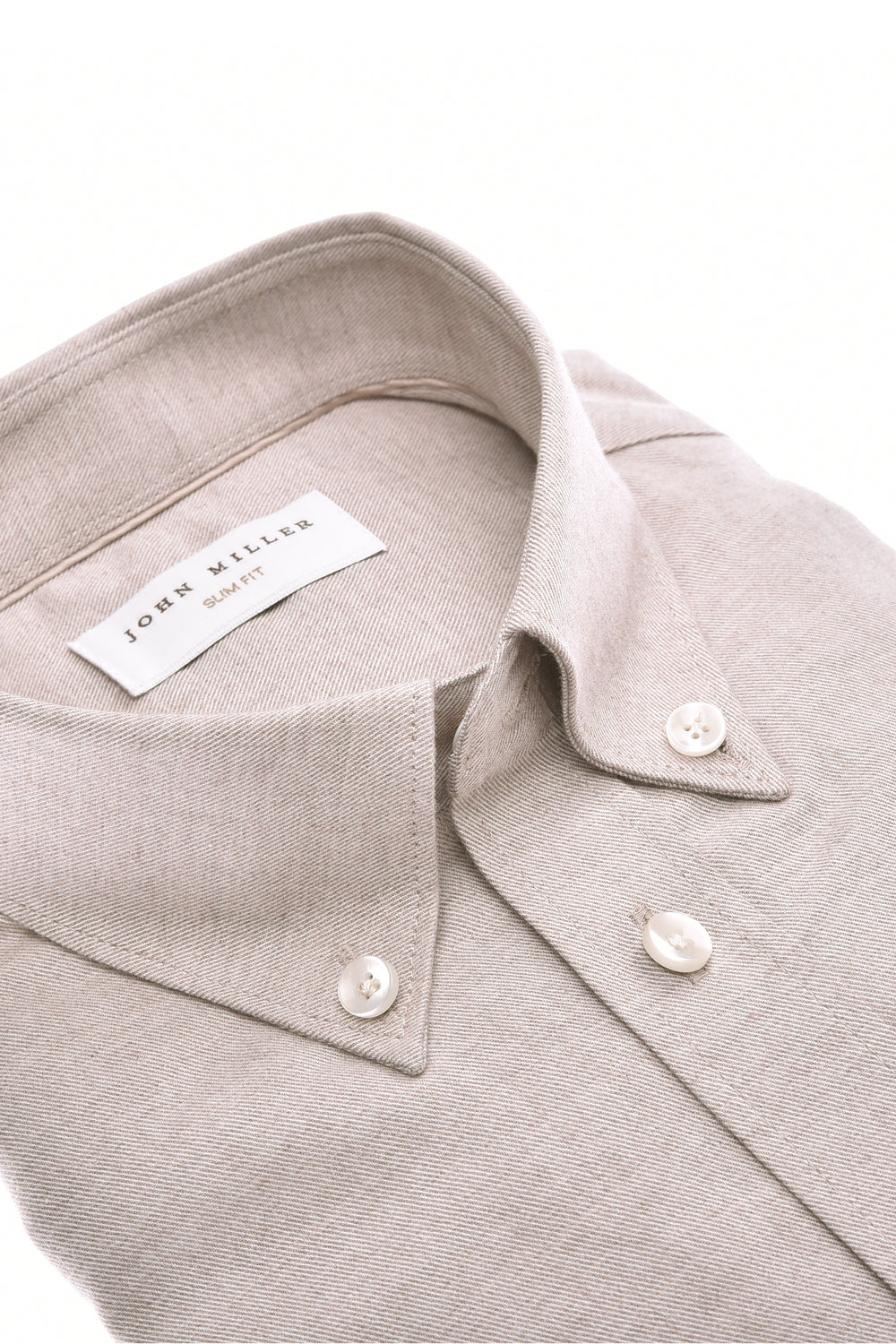 John Miller Flannel Organic Cotton Shirt-100% katoen-HEREN SHIRTS-Bruin