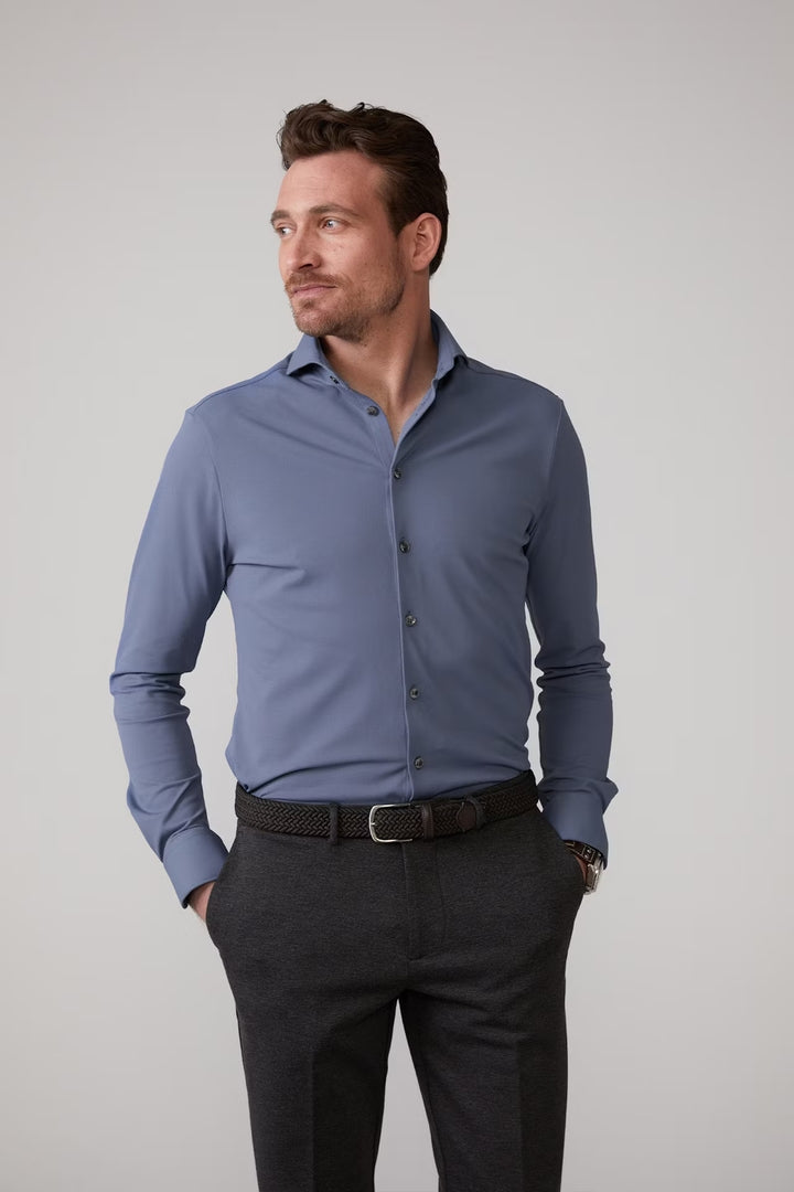 John Miller Hyperstretch Business Shirt – Blauw-89% polyamide, 11% elasthaan-HEREN SHIRTS-Blauw
