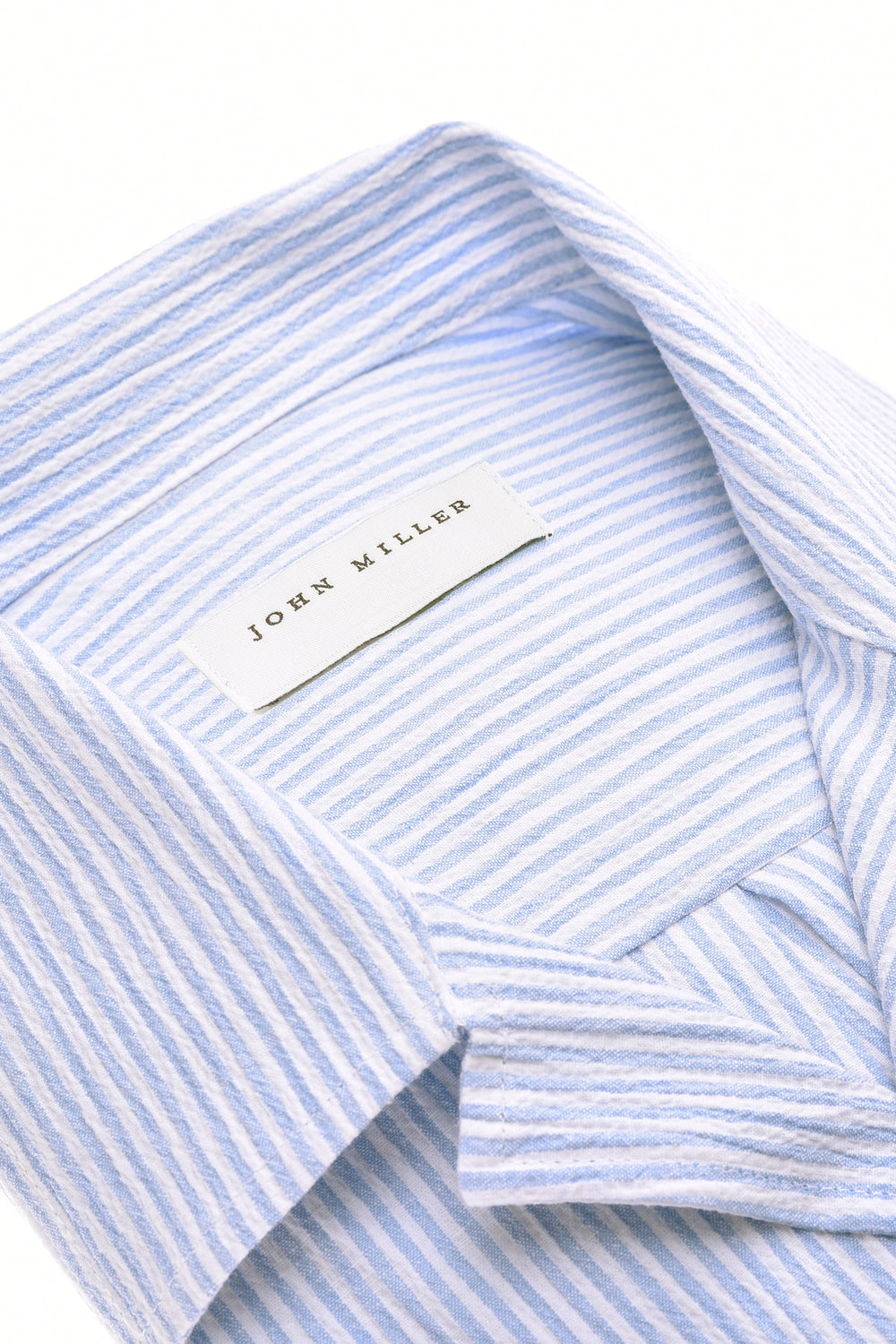 John Miller Katoenen Korte Mouw Overhemd – Blauw-100% katoen-HEREN SHIRTS-Blauw