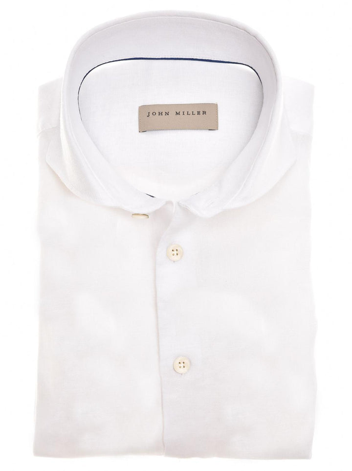 John Miller linnen overhemd-100% linnen-HEREN SHIRTS-Wit