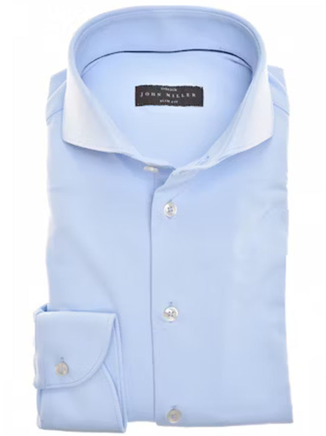 John Miller NOS overhemd slim fit-89% polyamide, 16% elasthaan-HEREN SHIRTS-Blauw