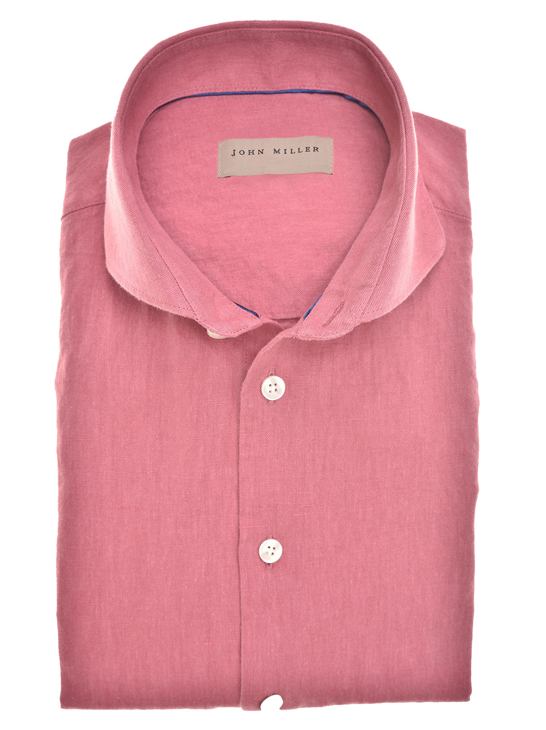 John Miller overhemd slim fit-55% linnen, 45% katoen-HEREN SHIRTS-Roze