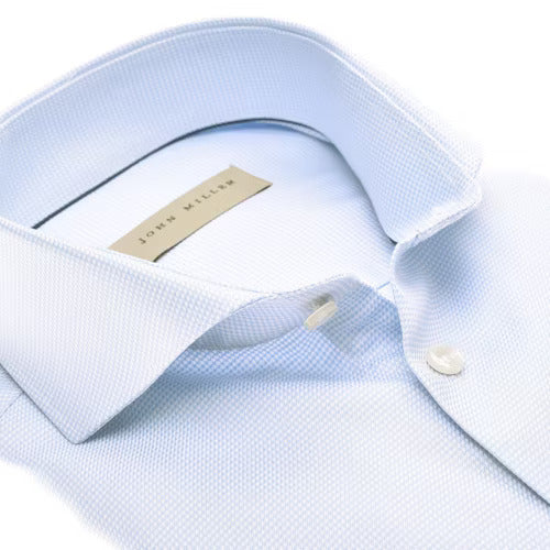 John Miller overhemd tailored fit extra lange mouw-100% katoen<br />-HEREN SHIRTS-Blauw