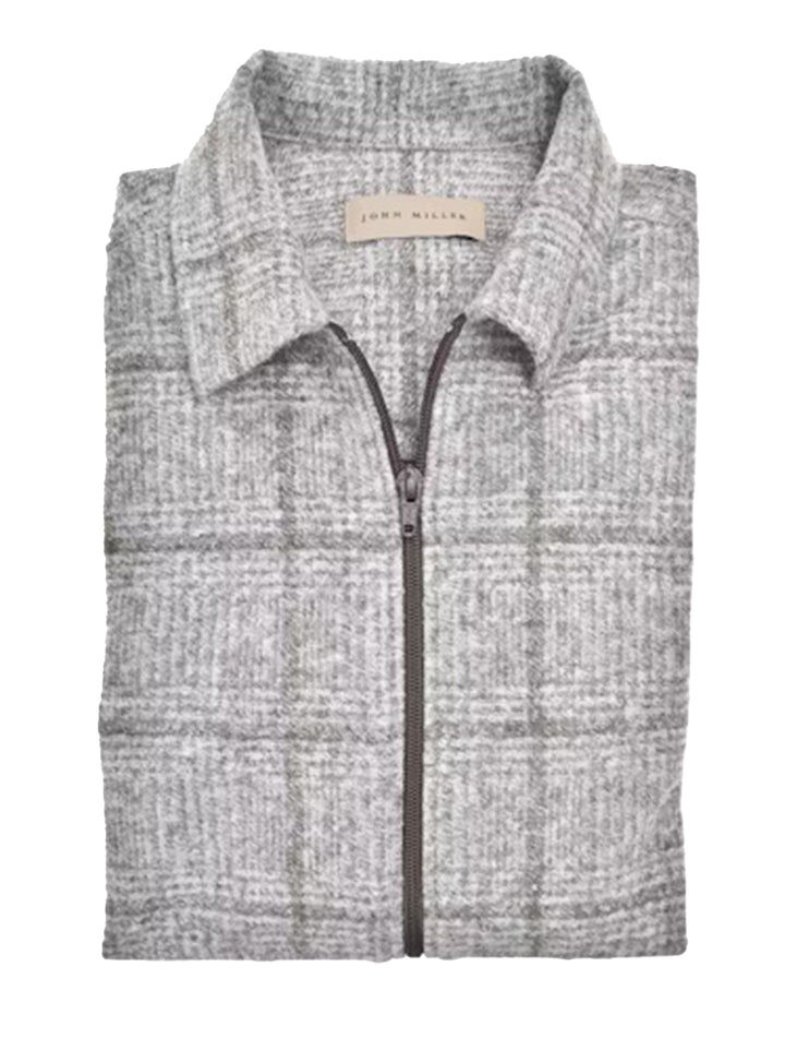 John Miller Overshirt-54% polyamide, 24% wol, 22% polyester-HEREN SHIRTS-Grijs