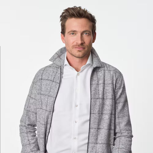 John Miller Overshirt-54% polyamide, 24% wol, 22% polyester-HEREN SHIRTS-Grijs