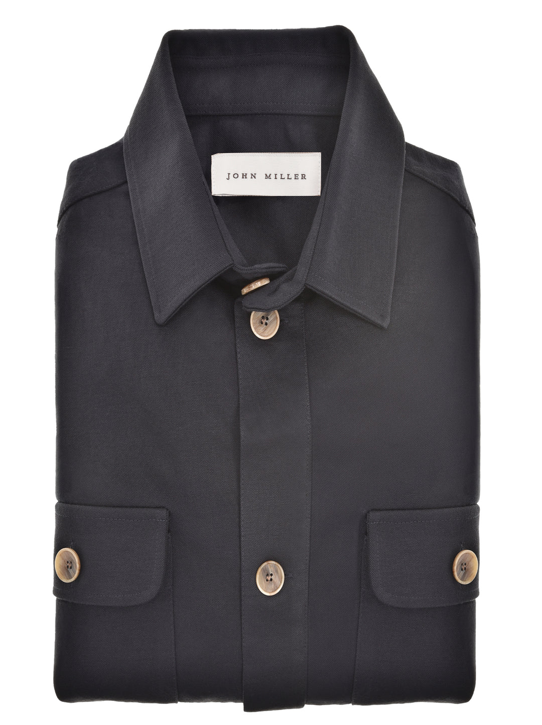 John Miller Overshirt – Blauw-61% viscose, 39% polyamide-HEREN SHIRTS-Blauw