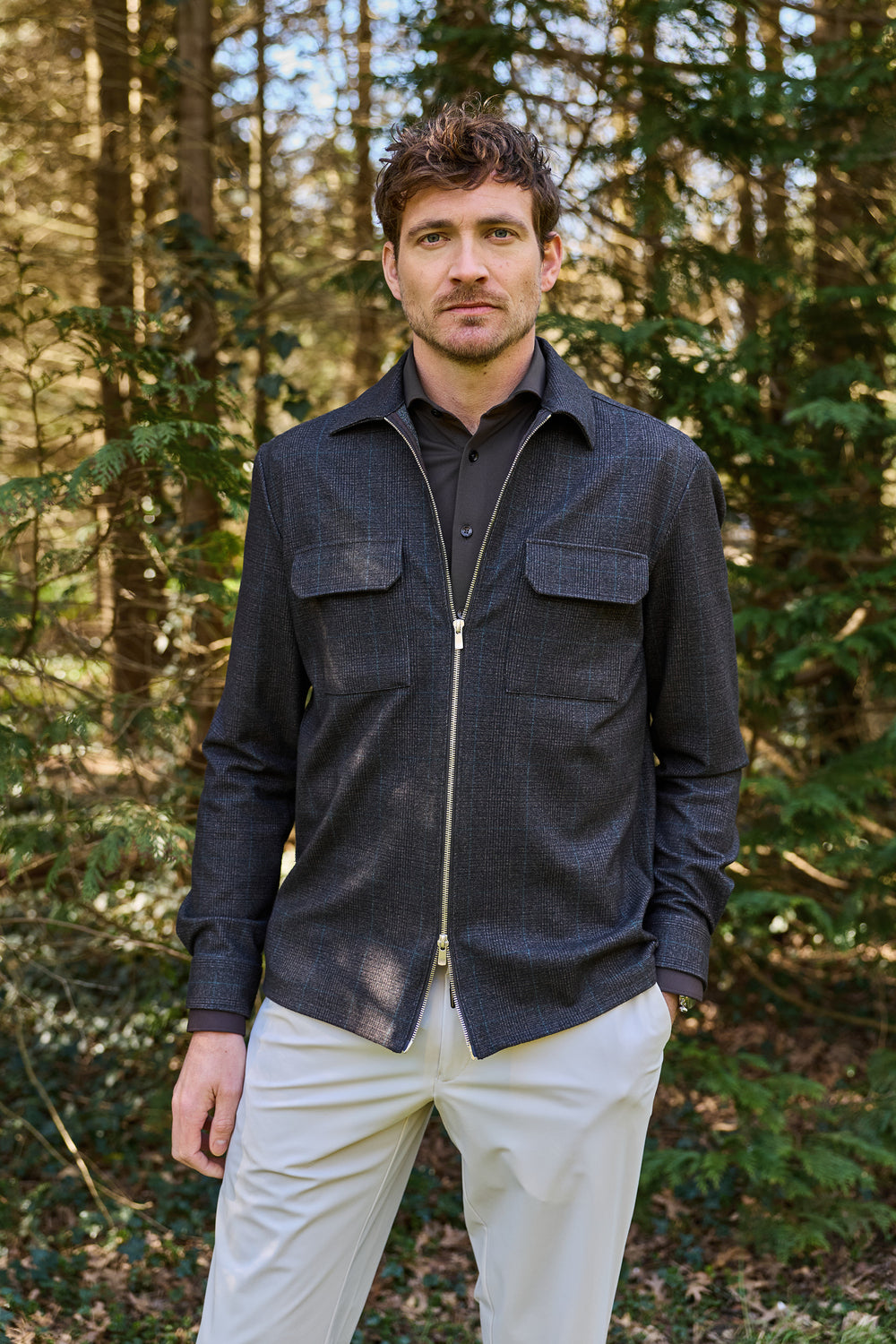 John Miller Overshirt Normal Fit – Bruin-68% polyester, 26% viscose, 6% elastaan-HEREN SHIRTS-Bruin