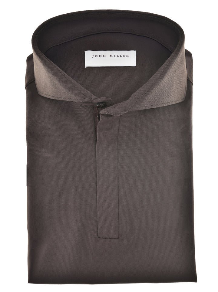 John Miller Polo Lange Mouw – Bruin-89% polyamide, 11% elasthaan-HEREN POLO'S & T-SHIRTS-Bruin