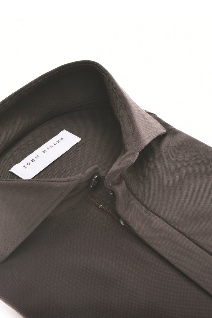 John Miller Polo Lange Mouw – Bruin-89% polyamide, 11% elasthaan-HEREN POLO'S & T-SHIRTS-Bruin