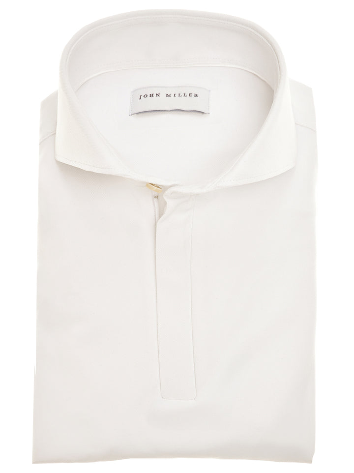 John Miller Polo Zip Slim Fit – Wit-89% polyamide, 11% elasthaan-HEREN POLO'S & T-SHIRTS-Wit