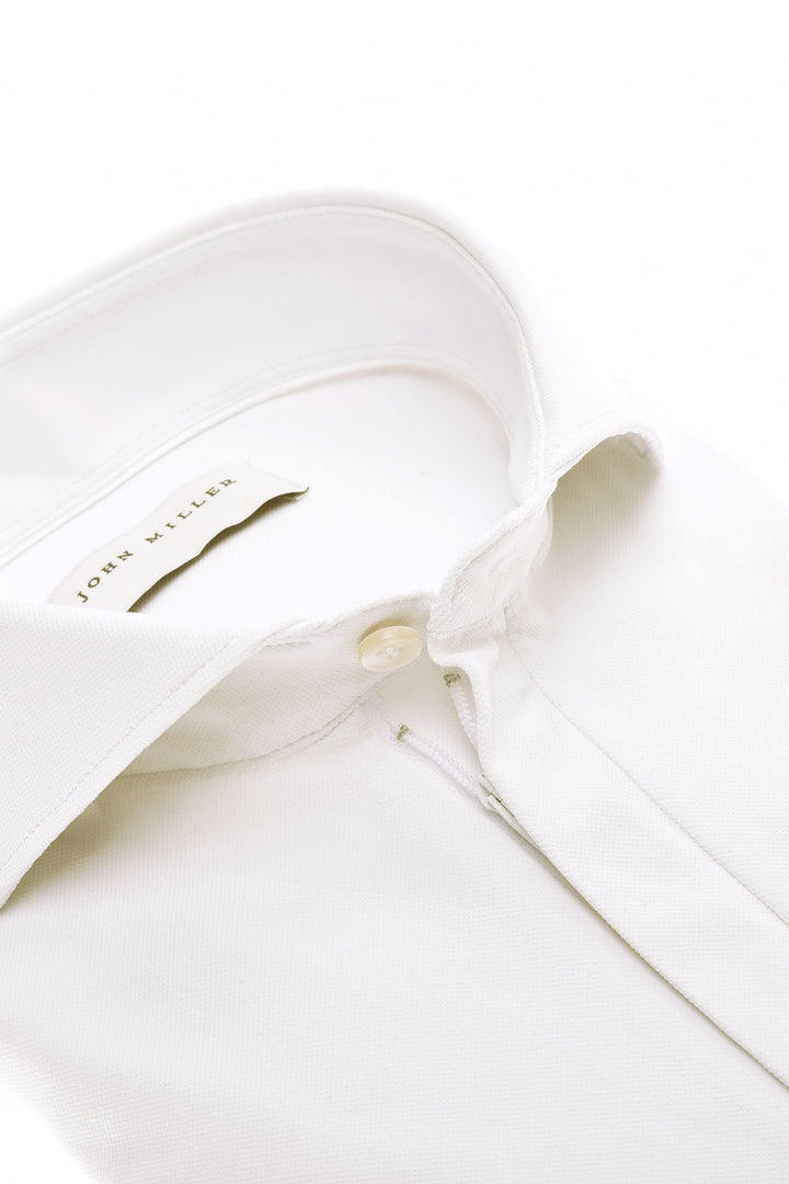 John Miller Polo Zip Slim Fit – Wit-89% polyamide, 11% elasthaan-HEREN POLO'S & T-SHIRTS-Wit