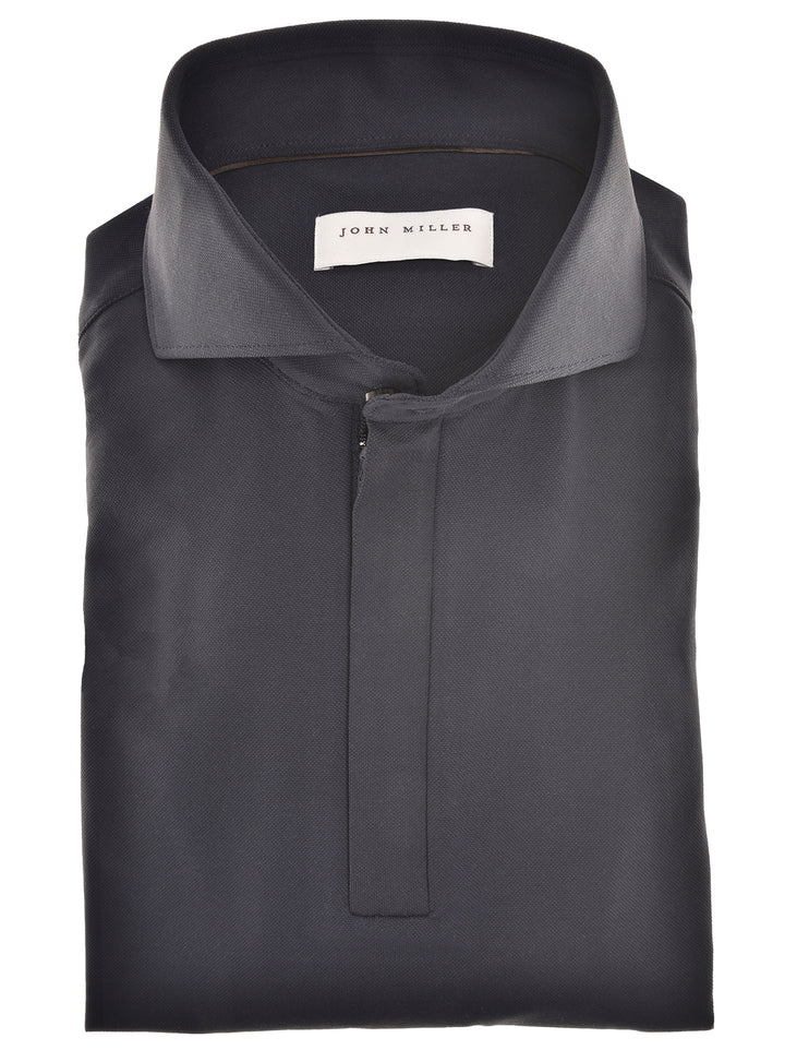 John Miller Polo Zip Slim Fit – Zwart-89% polyamide, 11% elasthaan-HEREN POLO'S & T-SHIRTS-Blauw