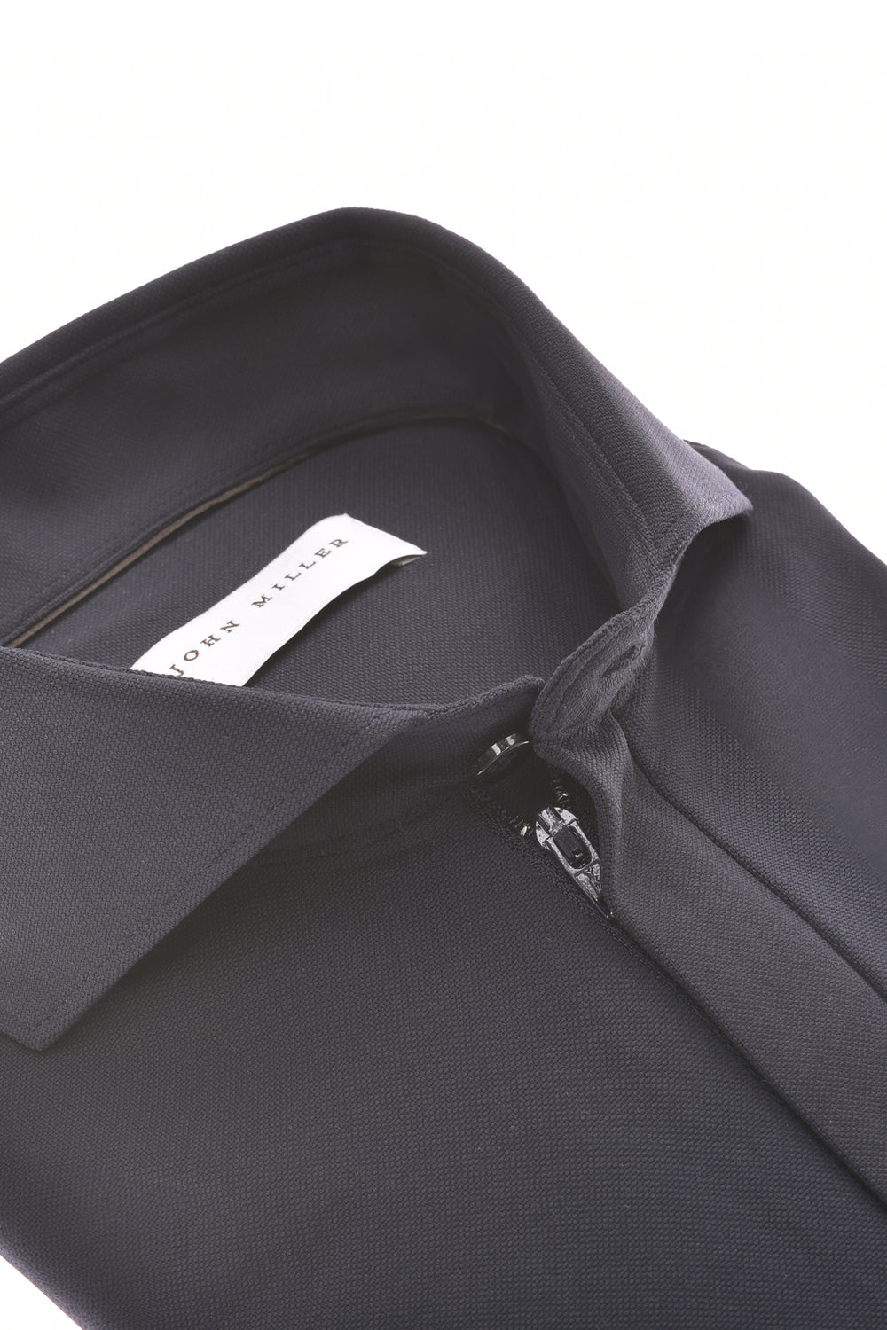 John Miller Polo Zip Slim Fit – Zwart-89% polyamide, 11% elasthaan-HEREN POLO'S & T-SHIRTS-Blauw