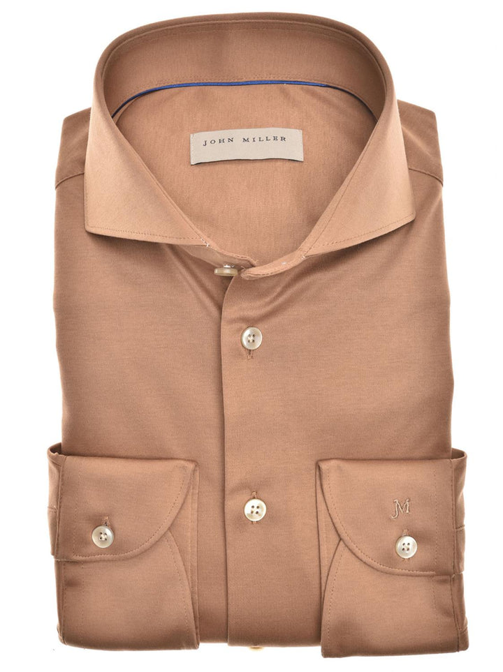 John Miller shirt Slim fit-100% katoen-HEREN SHIRTS-Bruin