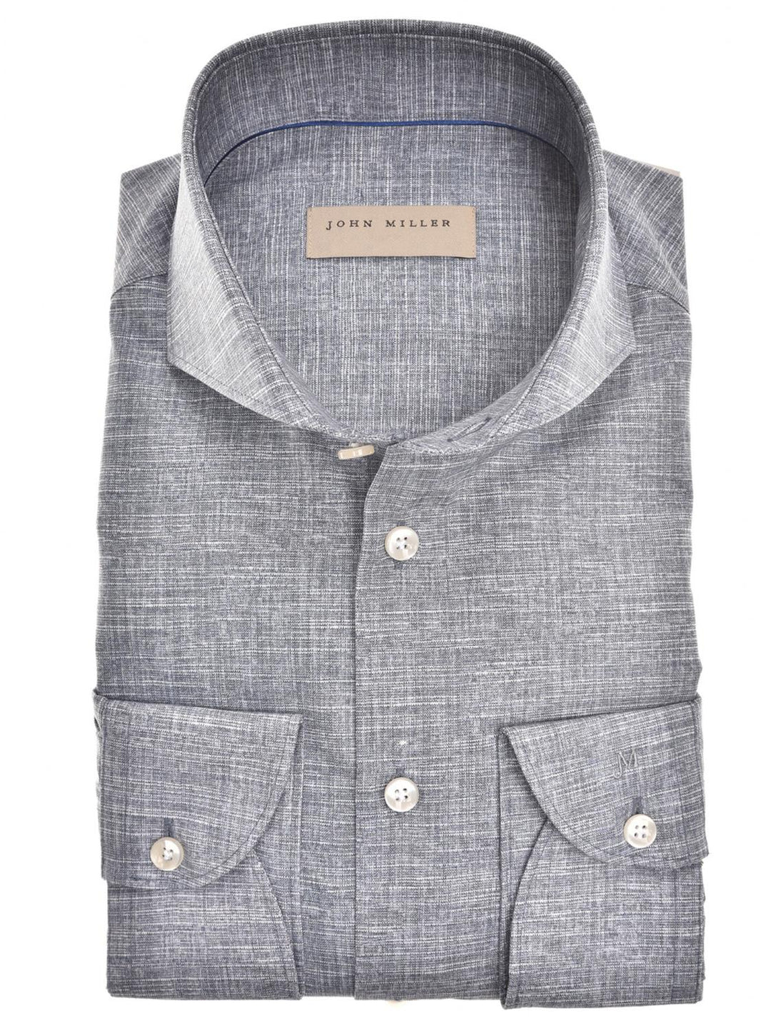 John Miller shirt Tailored fit-100% katoen-HEREN SHIRTS-Blauw