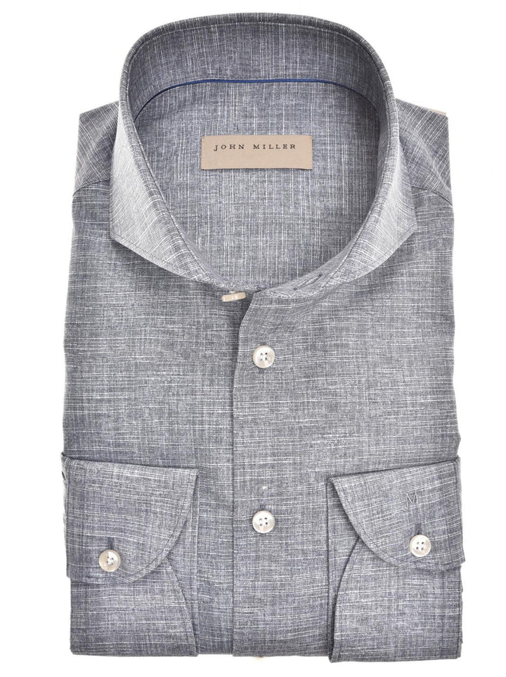 John Miller shirt Tailored fit-100% katoen-HEREN SHIRTS-Blauw