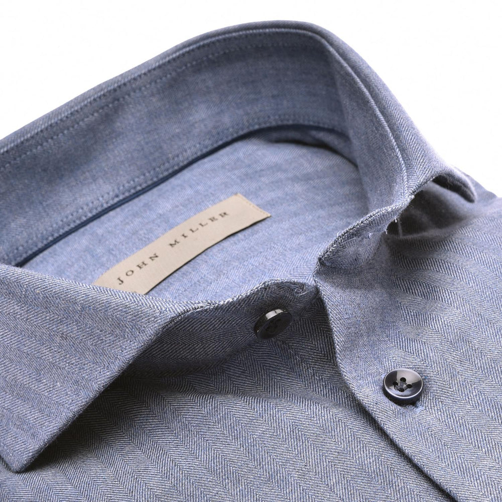 John Miller shirt Tailored fit-100% katoen-HEREN SHIRTS-Blauw