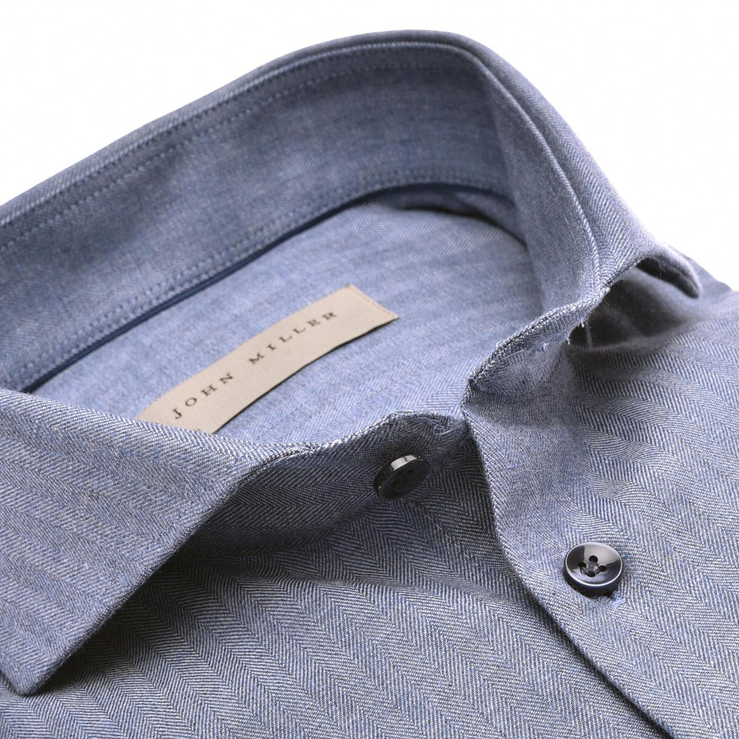 John Miller shirt Tailored fit-100% katoen-HEREN SHIRTS-Blauw