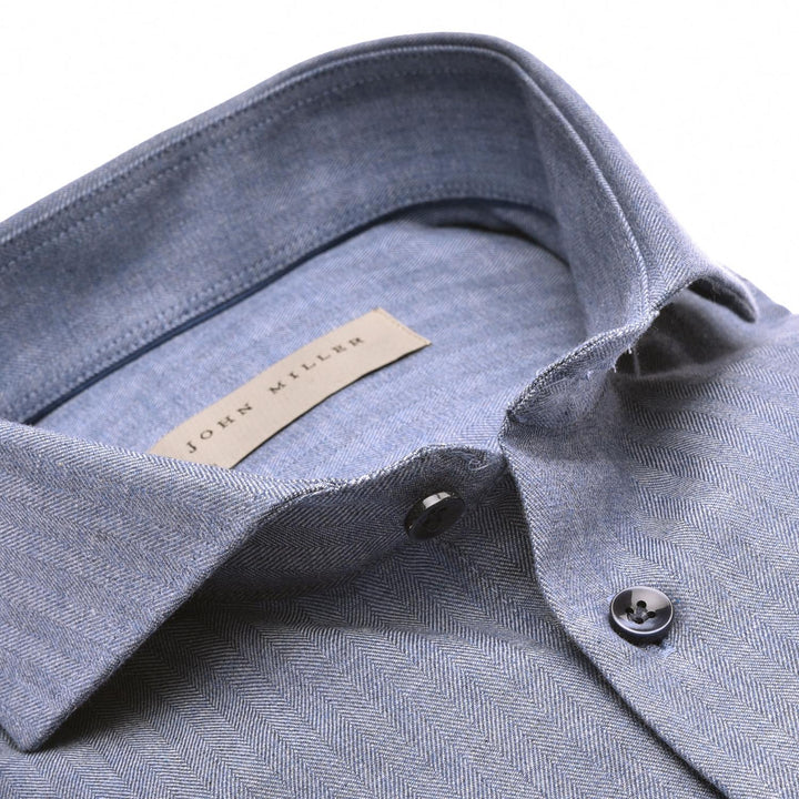 John Miller shirt Tailored fit-100% katoen-HEREN SHIRTS-Blauw